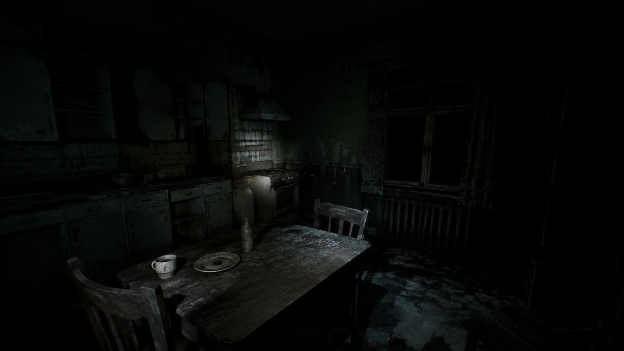 HOUSEBODY concept — abandoned kitchen at night